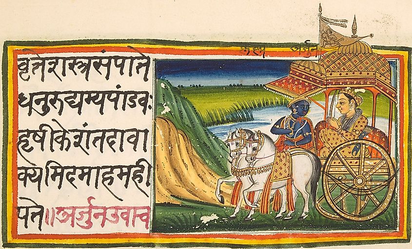 Иллюстрированная санскритская рукопись XIX века из Бхагавад-гиты.
